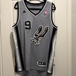 Adidas Gray Spurs Jersey with Black and White Accents